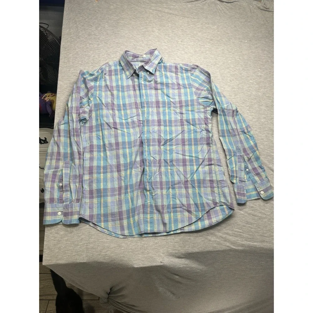 J. Crew Men's‎ Classic Plaid Pastel Long Sleeve Cotton Shirt Sz L